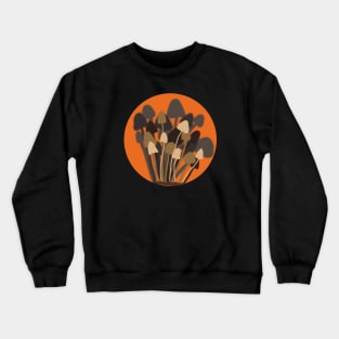 Mushrooms Art Original Design New School Orange Background Crewneck Sweatshirt